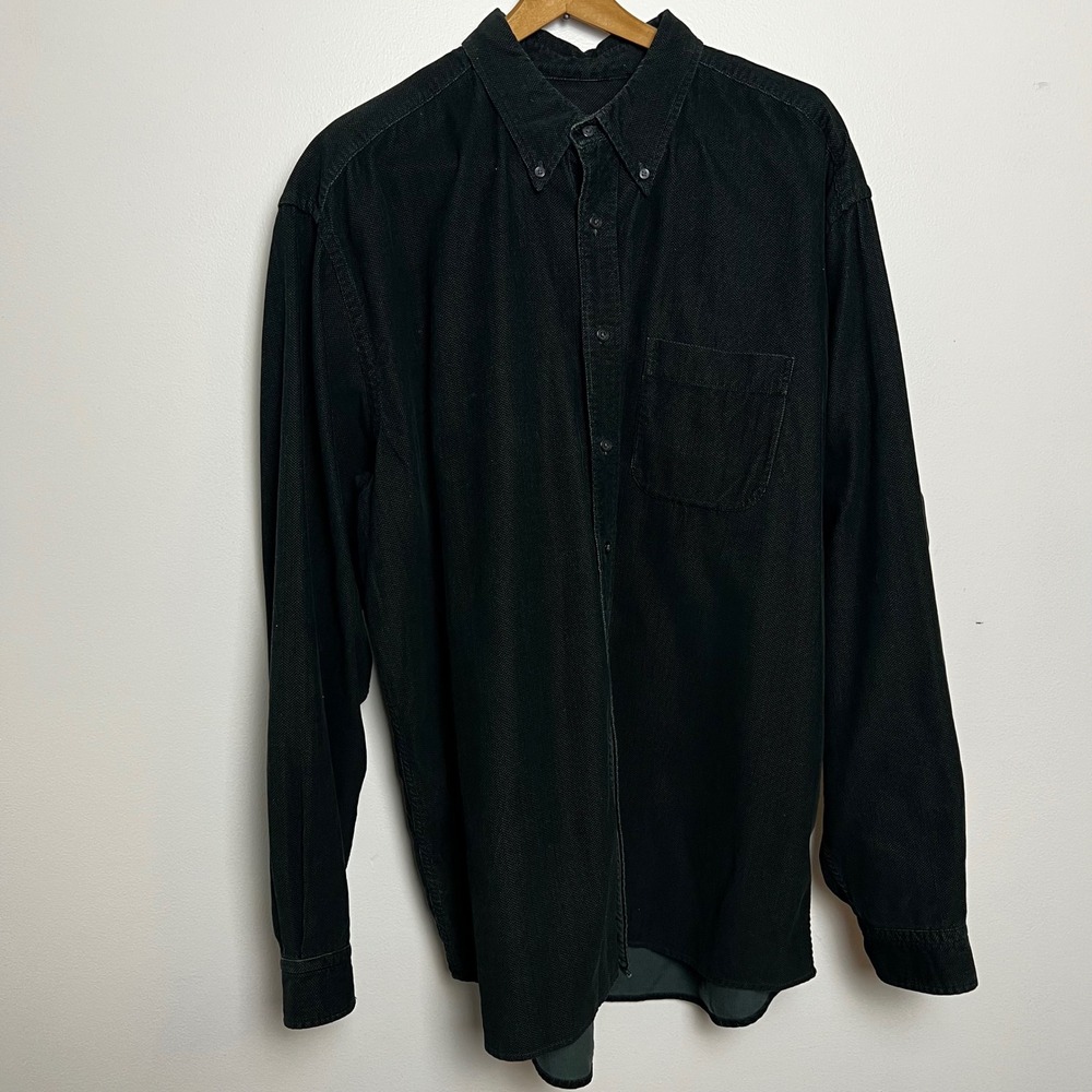 Eddie Bauer Mens XXL Tall Forest‎ Green Herringbone Cotton Flannel Soft Shirt